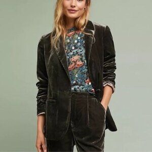 Anthropologie Dark Brown Velvet Blazer